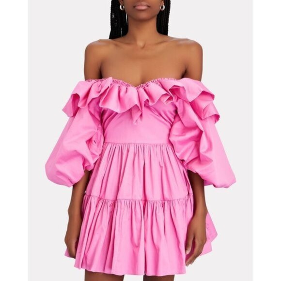 AJE Solstice Ruffled Poplin pink Mini Dress - Picture 13 of 13